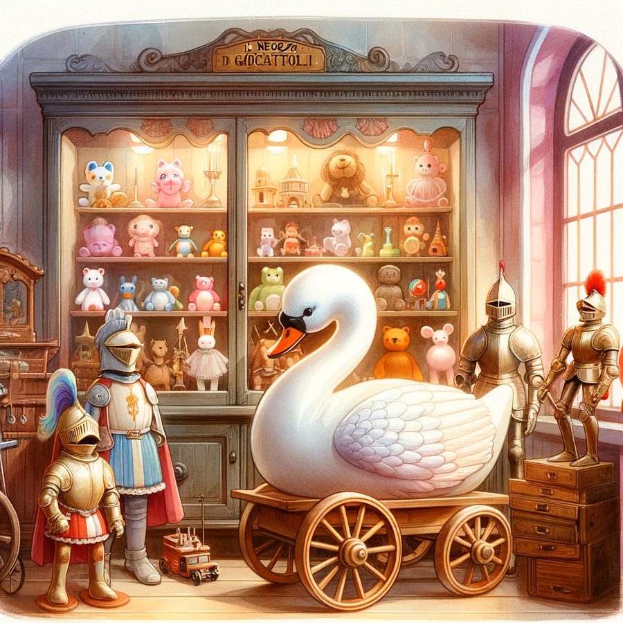 Il negozio di giocattoli di Mastro giocattolaio con il cigno bianco
